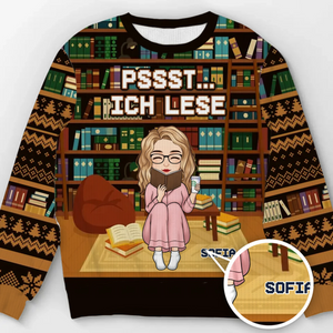 Benutzerdefiniertes Unisex Hässliches Sweatshirt - Weihnachtsgeschenke Für Buchliebhaber, Bücherwürmer, Leser - Schlittenglocken Und Der Geruch Von Seiten