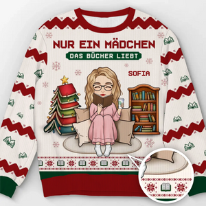 Benutzerdefiniertes Unisex Hässliches Sweatshirt - Weihnachtsgeschenke Für Buchliebhaber, Bücherwürmer, Leser - Der Weihnachtsmann Weiß, Dass Ich Lieber Lesen Würde