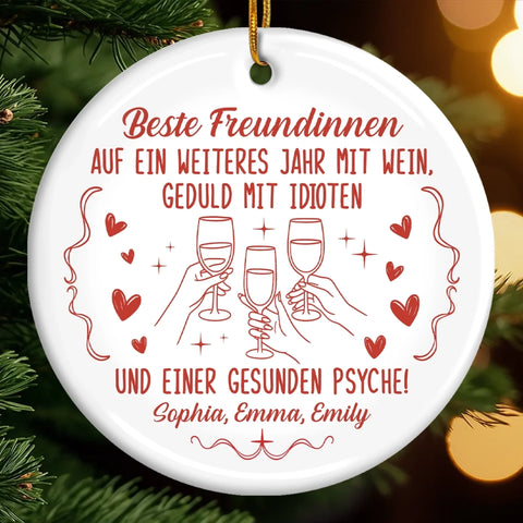 Personalisiertes Keramikornament - Personalisierte Weihnachts- Und Geburtstagsgeschenke Für Die Beste Freundin Für Frauen, Beste Freundinnen, Schwestern, Bffs - Verwandte Herzen Endloses Lachen